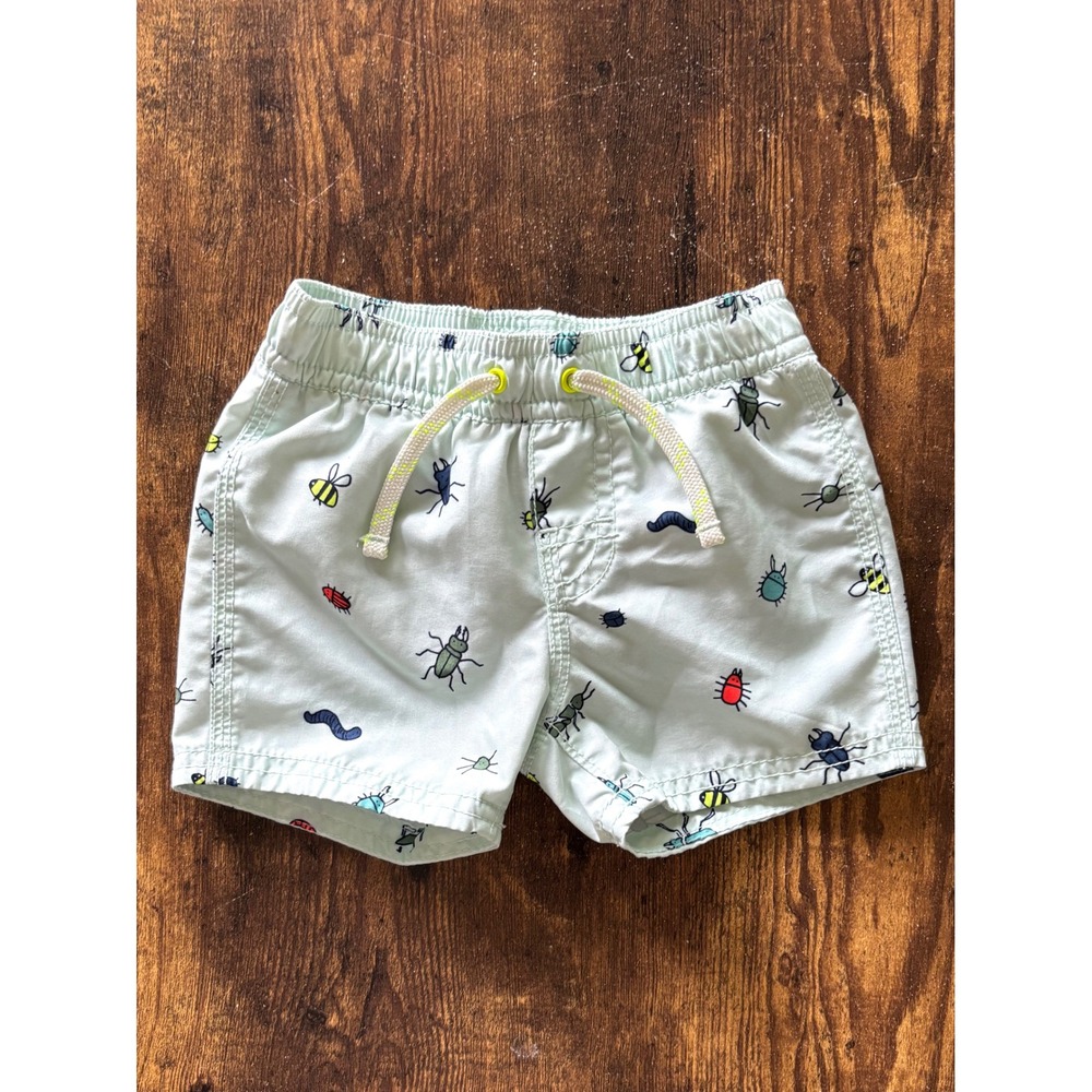 Baby Gap Mint Green Bug Print Swim Trunks Board Shorts 0-6 Months